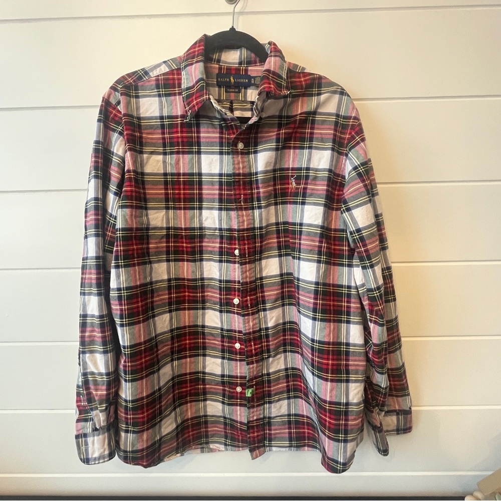 Ralph Lauren Men's Plaid Shirt - Red and Green
